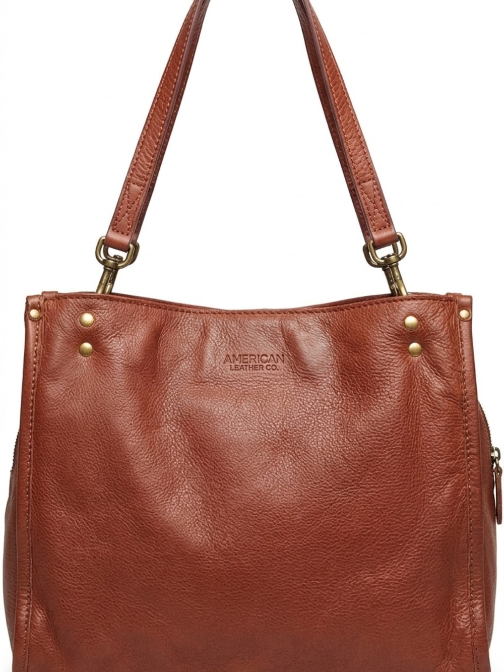 American Leather Co. Brown Pebbled Leather Tote Bag Great Condition - Picture 2 of 4
